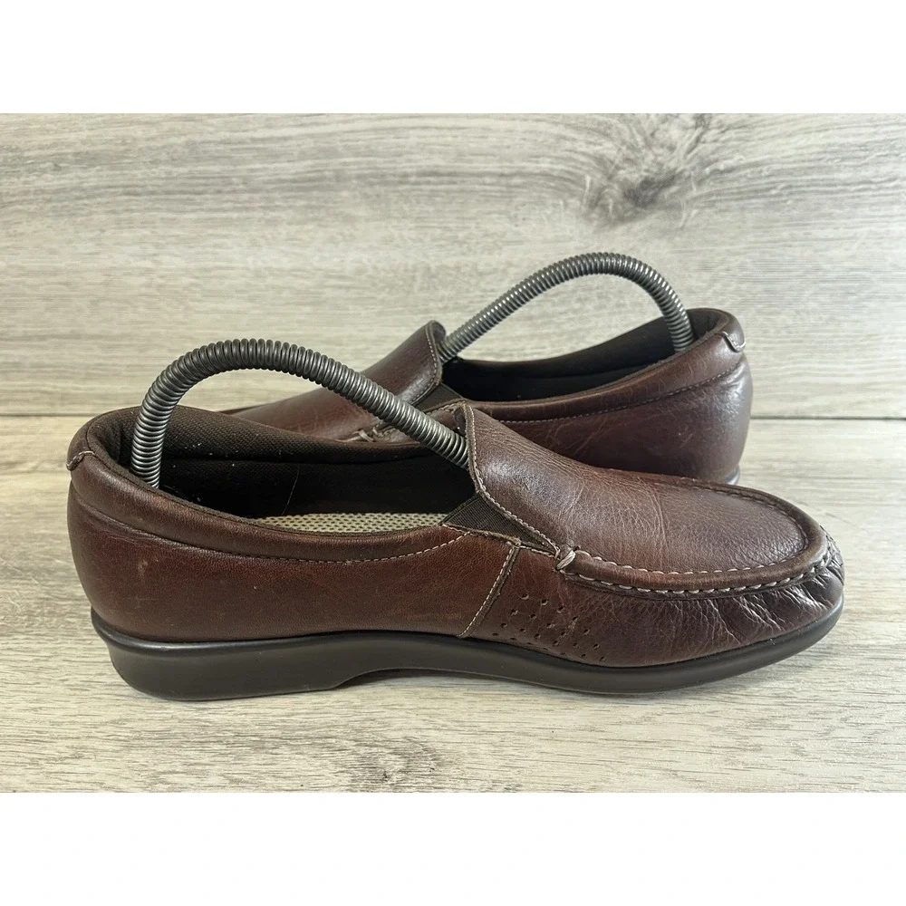 SAS Twin Slip On Loafer Womens 8.5 M Shoes‎ USA Made Brown Leather